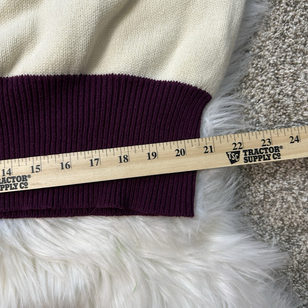 Lucky Brand Womens Sweater XXL Purple Beige Striped Crew Neck Knit - Picture 7 of 10